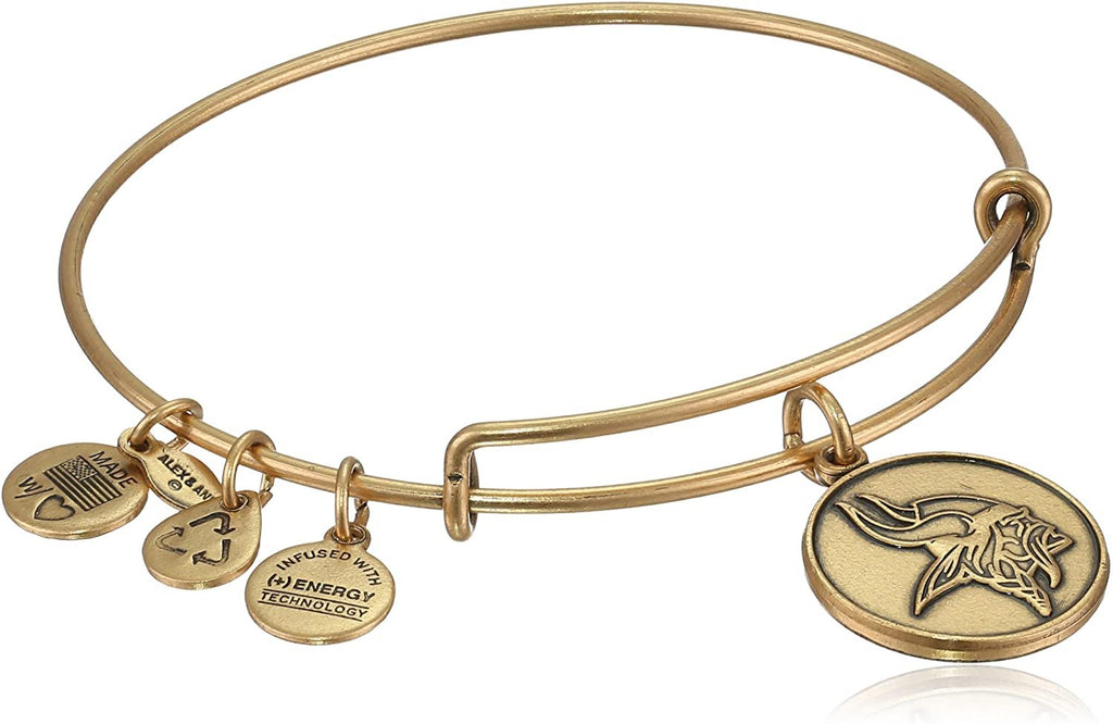 Alex and Ani "Nfl" Minnesota Vikings Logo Expandable Wire Rafaelian Gold Bangle Bracelet