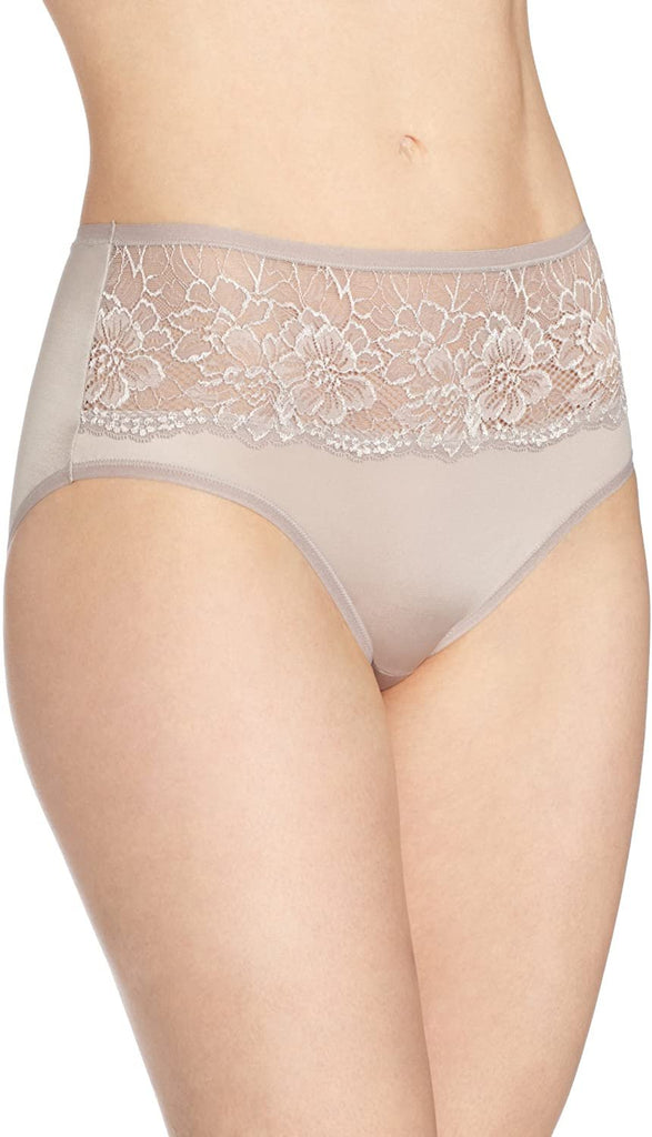 Bali Womens One Smooth U Comfort Indulgence Satin with Lace Hipster Panty