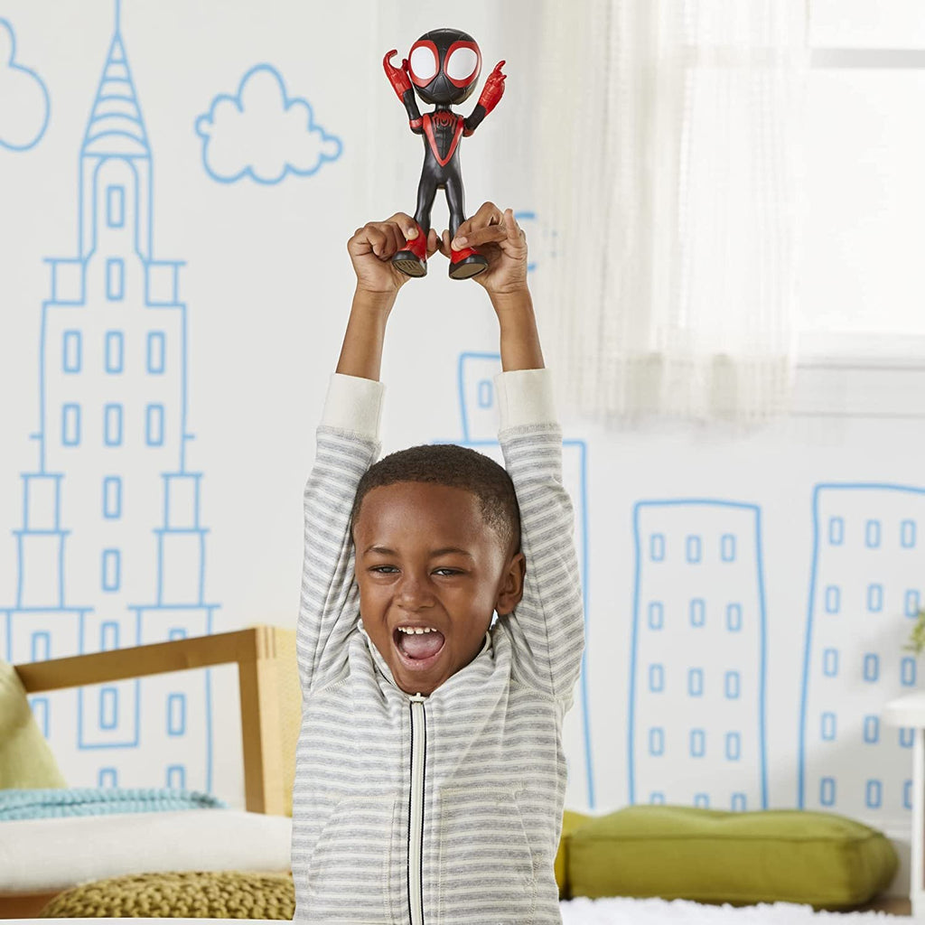 Marvel Spidey and His Amazing Friends Supersized Miles Morales: Spider-Man 9-inch Action Figure, Preschool Super Hero Toy, Kids Ages 3 and Up