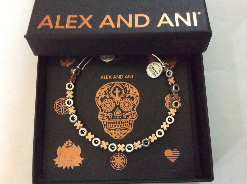 Alex and Ani Women's XO Beaded Two-Tone Bangle Bracelet