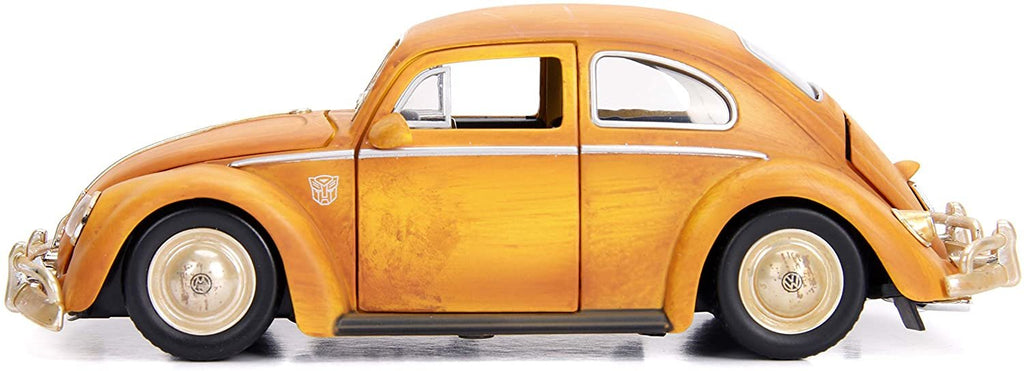 Jada Toys Transformers Bumblebee Volkswagen Beetle Die-cast Car, 1:24 Scale Vehicle & 2.75" Charlie Collectible Metal Figurine
