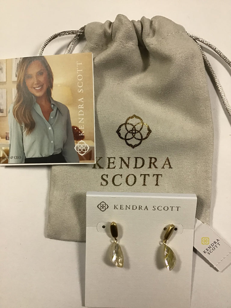 Kendra Scott Ivy Drop Earrings, Vintage Gold White Abalone