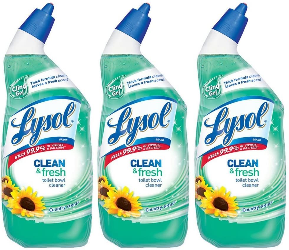 Lysol Cling Gel Toilet Bowl Cleaner, Country Scent, 24 Ounce (Pack of 3)