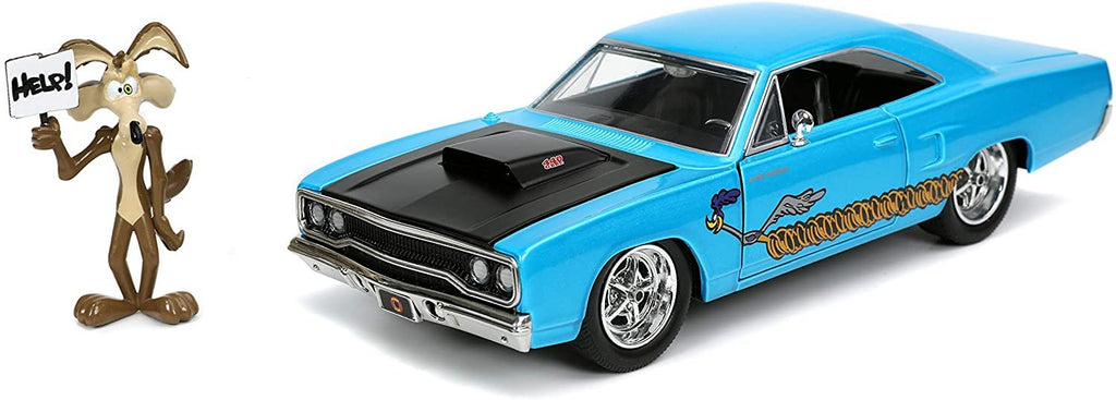 Jada 1:24 Diecast 1970 Plymouth Roadrunner with Wile E Coyote Figure