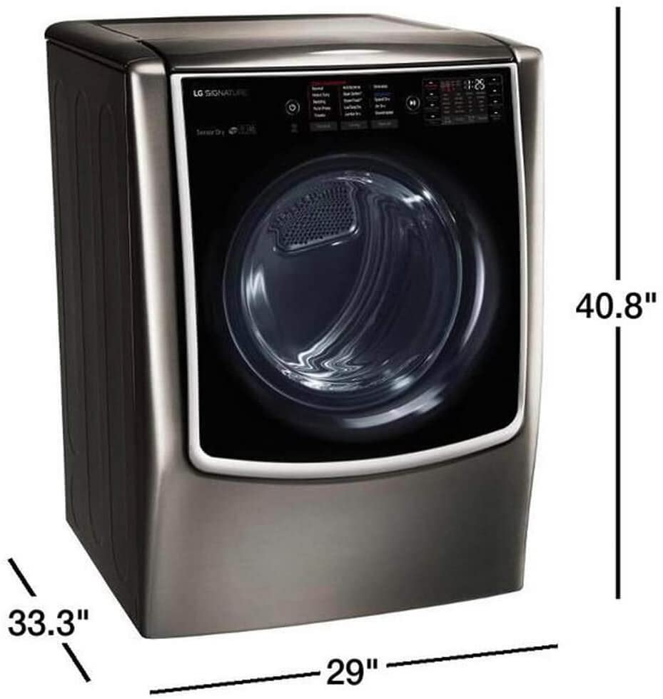 LG DX9501K SIGNATURE 9.0 Mega Capacity TurboSteam Gas Dryer in Black Stainless Steel