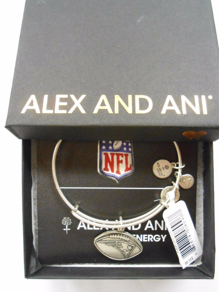 Alex and Ani "NFL" New England Patriots Football Expandable Wire Bangle Bracelet, 7.5"