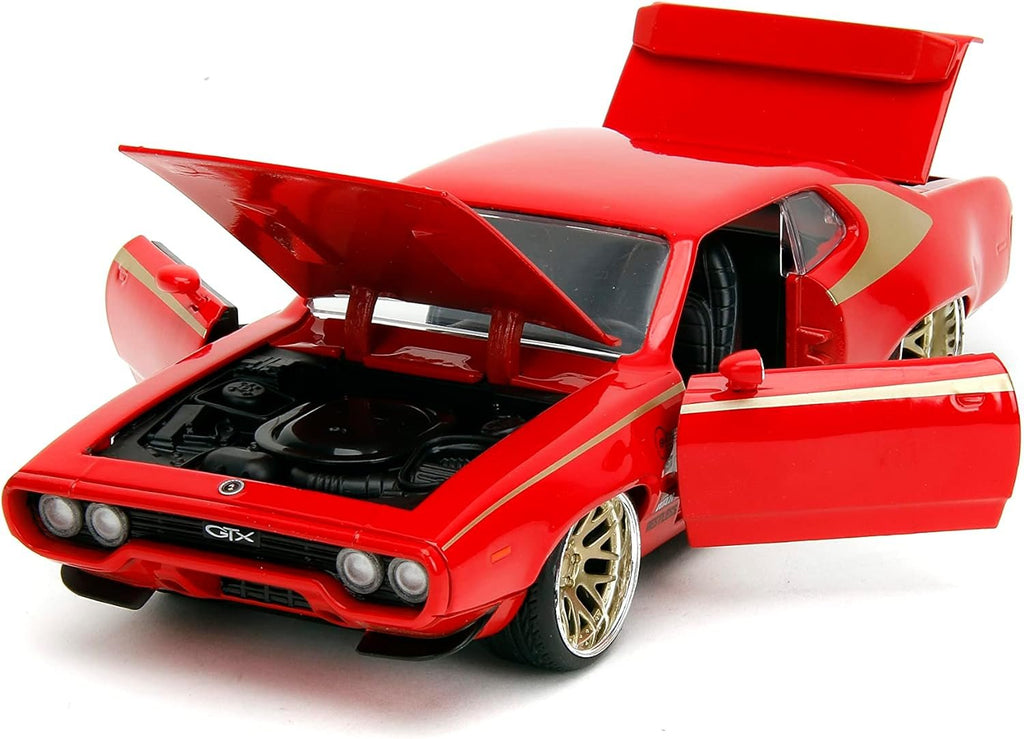 Big Time Muscle 1:24 1972 Plymouth GTX Die-Cast Car, Toys for Kids and Adults(Red)