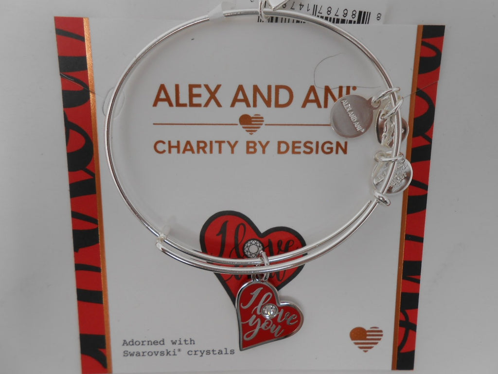 Alex and Ani Color Infusion, I Love You, Shiny Silver, Expandable