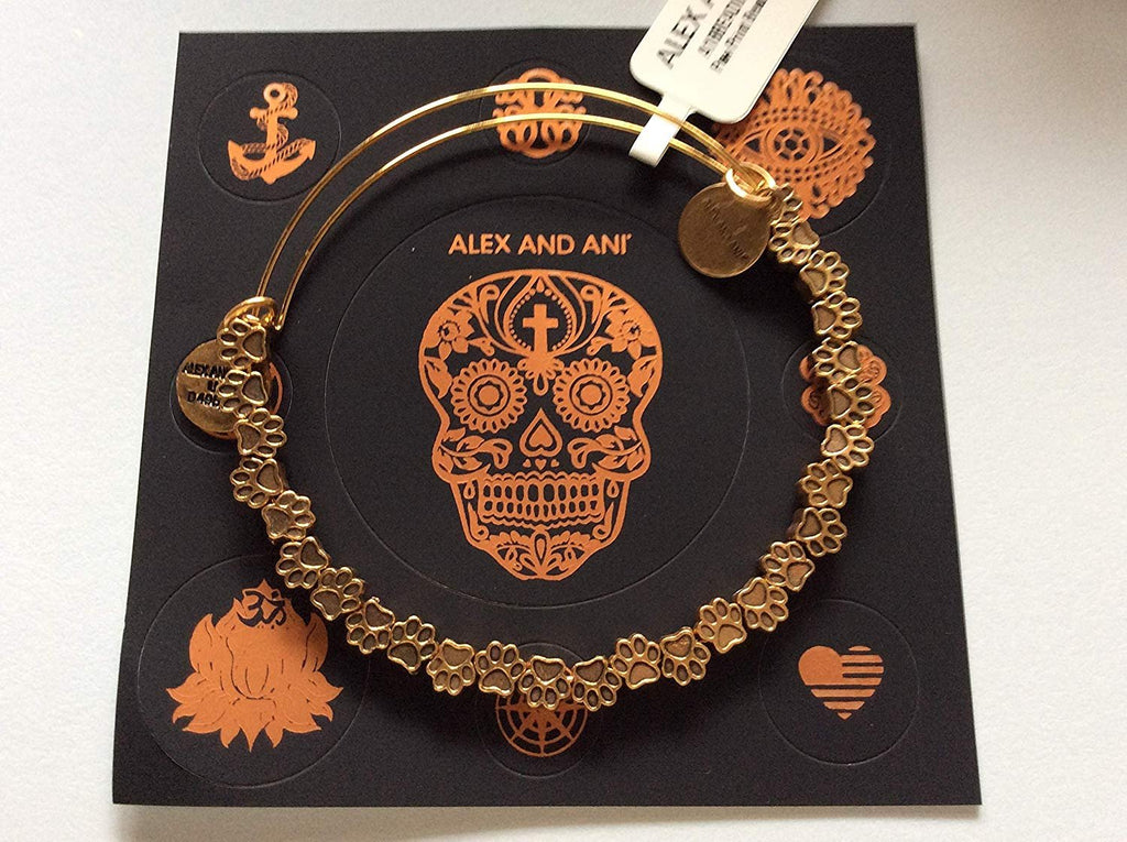 Alex and Ani Womens Paw Print Beaded Bangle