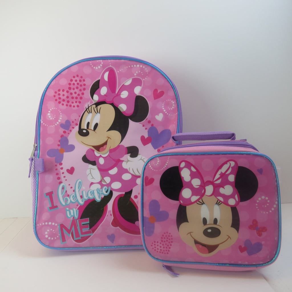 Minnie Mouse Backpack and Lunch Kit Set - Perfect for School, Camping, Vacation, and More