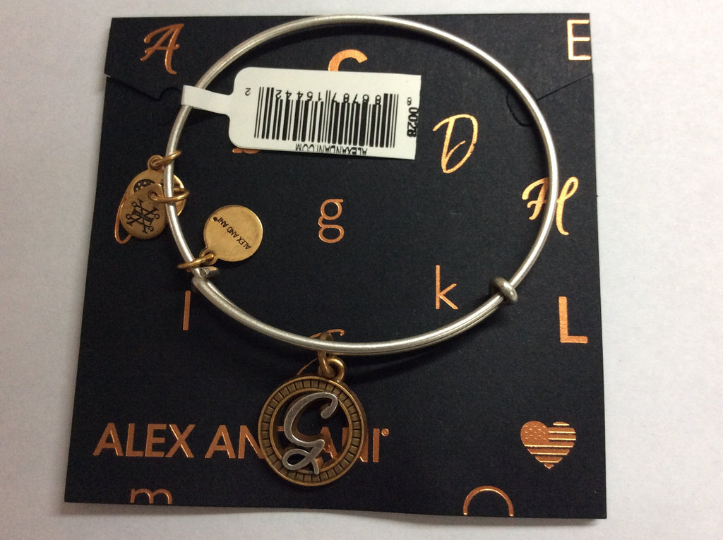 Alex and Ani Women's Initial G Charm Bangle Two-Tone One Size