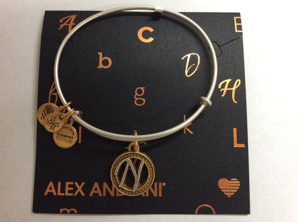 Alex and Ani Women's Initial N Charm Bangle Two-Tone One Size