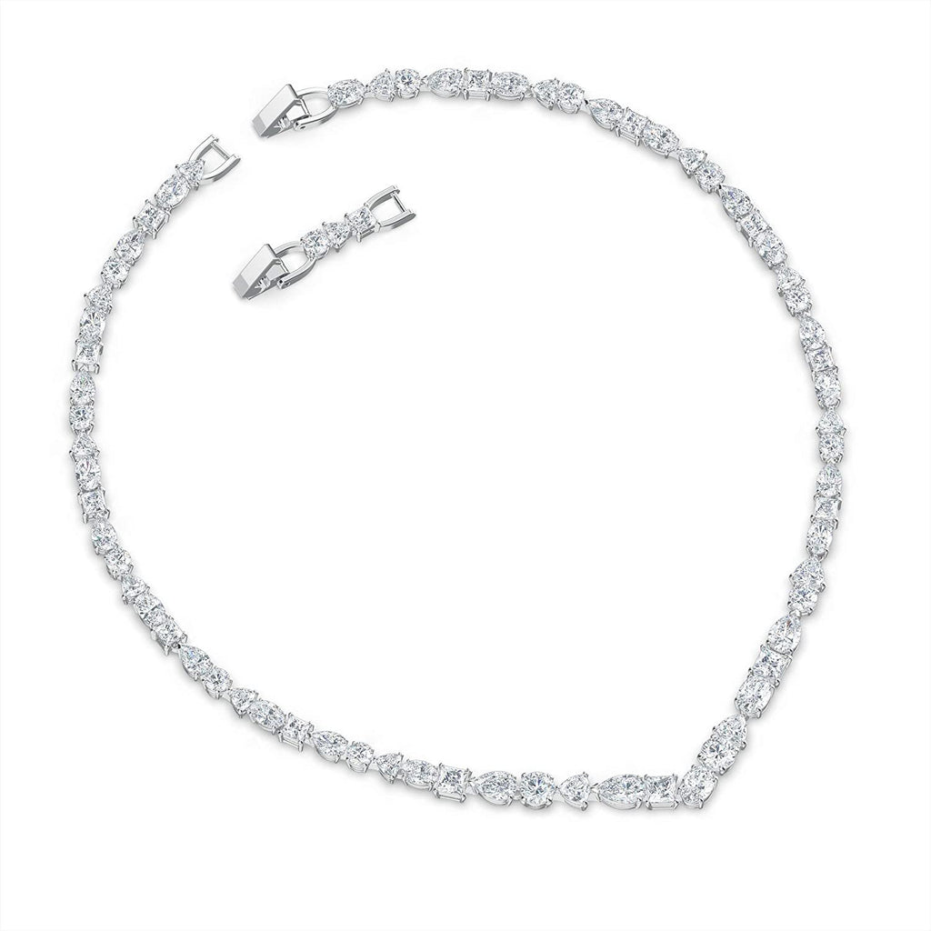 SWAROVSKI Women's Tennis Deluxe Rhodium Plated White Crystal Jewelry Collection