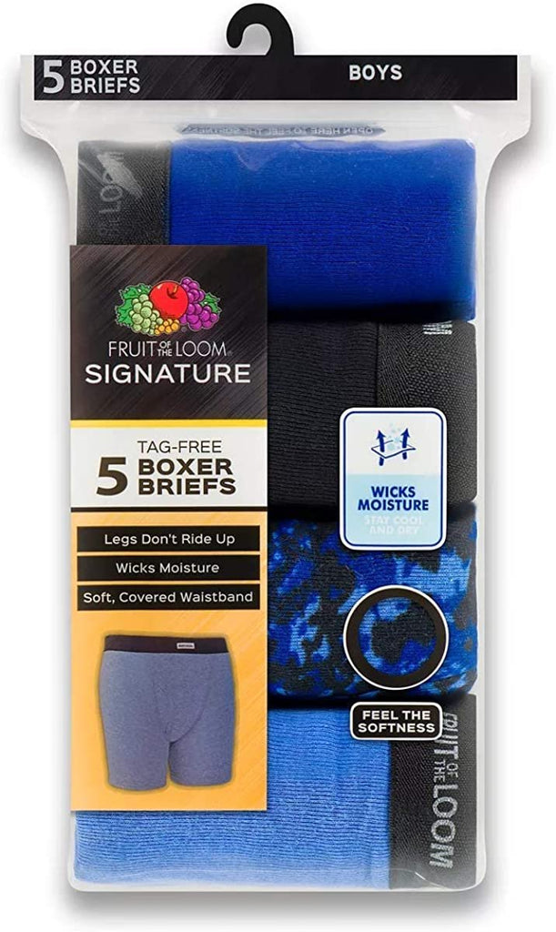 Fruit of the Loom Boys' Boxer Briefs Signature Collection 10 Pack L