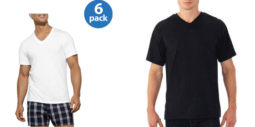 Fruit of the Loom Men's Vneck Tshirts 6-Pack Vnecks White or Assorted 2X-3X