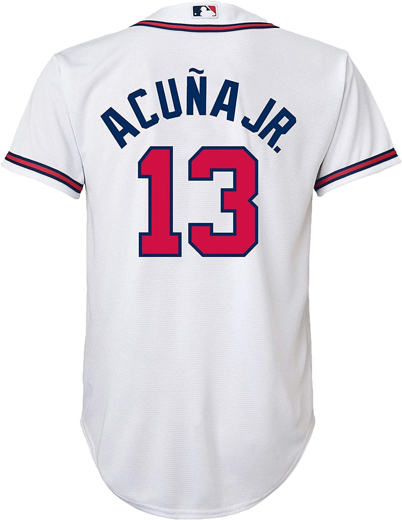 Ronald Acuna Jr. Atlanta Braves #13 White Youth Cool Base Home Replica Jersey