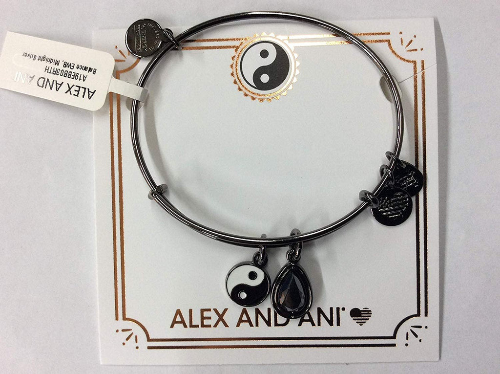 Alex and Ani Balance Bangle Bracelet Midnight Silver NWTBC