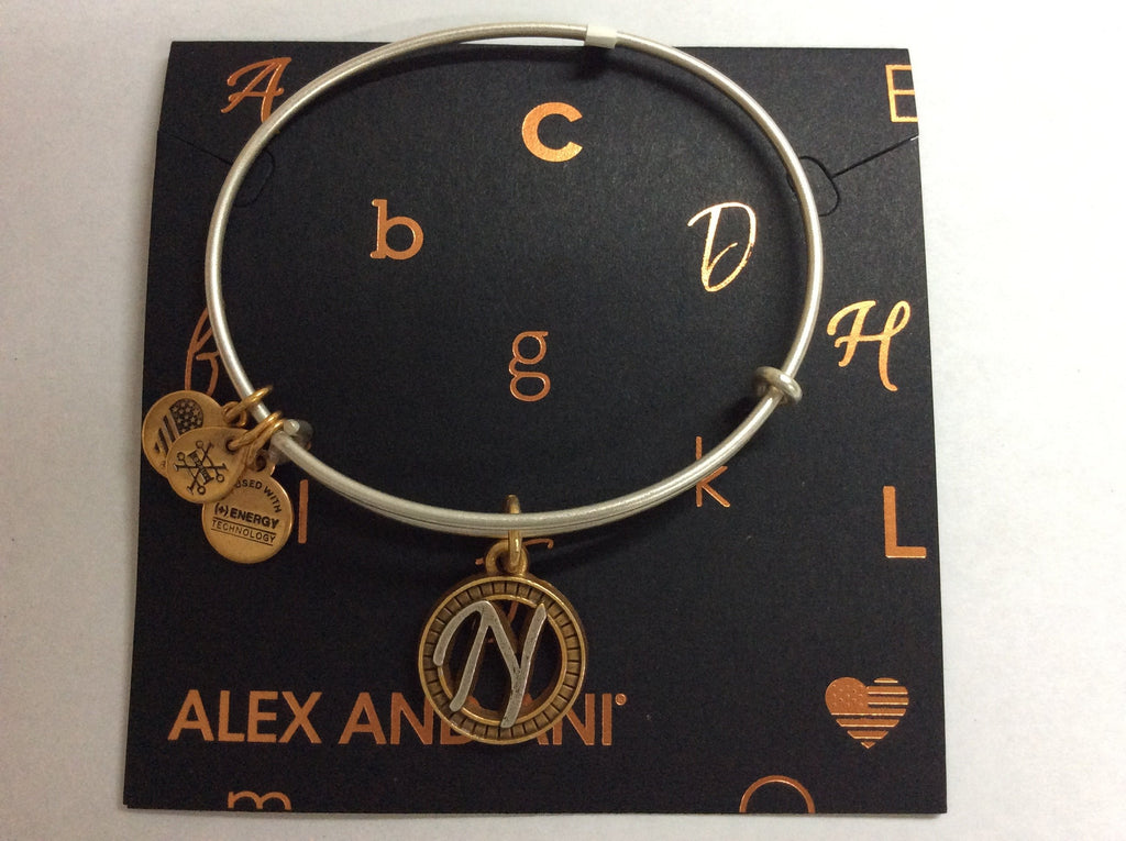 Alex and Ani Women's Initial N Charm Bangle Two-Tone One Size