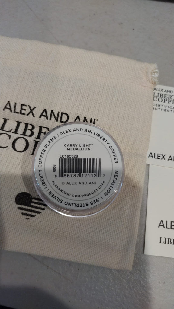 Alex and Ani Liberty Copper Carry Light Medallion, Coin, .925 Sterling Silver