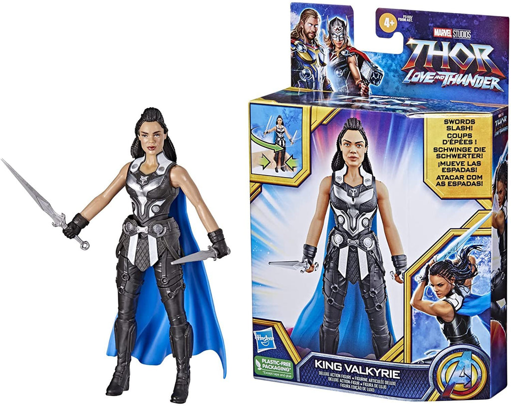 Marvel Studios' Thor: Love and Thunder King Valkyrie Toy, 6-Inch-Scale Deluxe Action Figure with Action Feature, Toys for Kids Ages 4 and Up