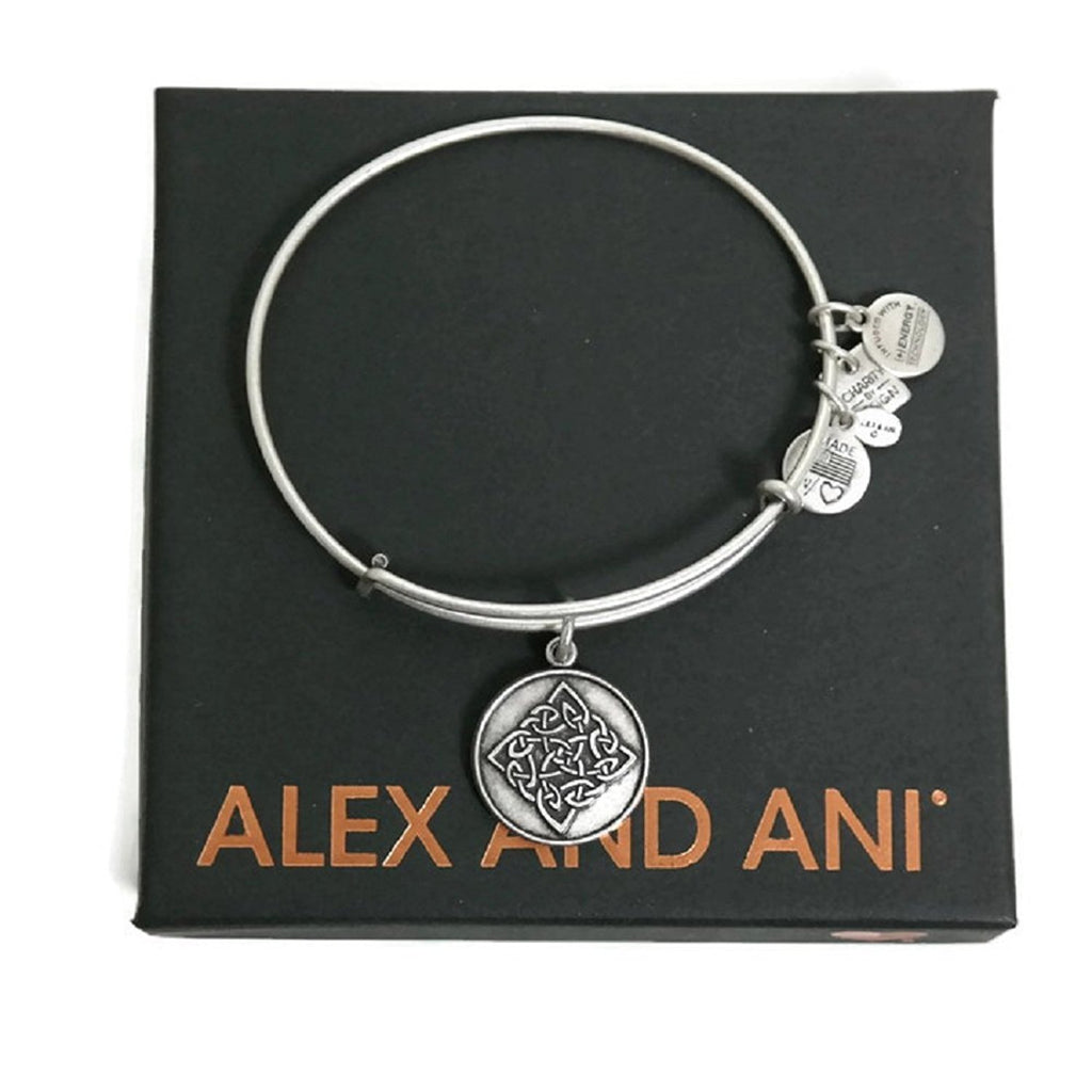 Alex and Ani Women's Celtic Knot Charm Bangle Rafaelian Silver Finish Bracelet