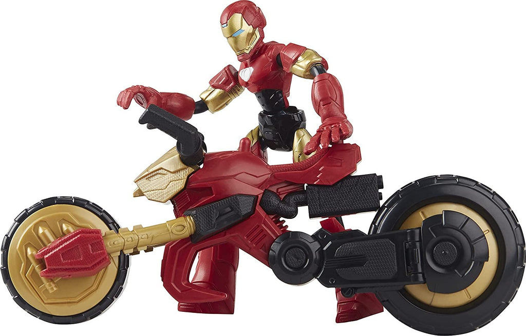 Marvel Bend and Flex, Flex Rider Iron Man Action Figure Toy, 6-Inch Flexible Figure and 2-in-1 Motorcycle for Kids Ages 6 and Up