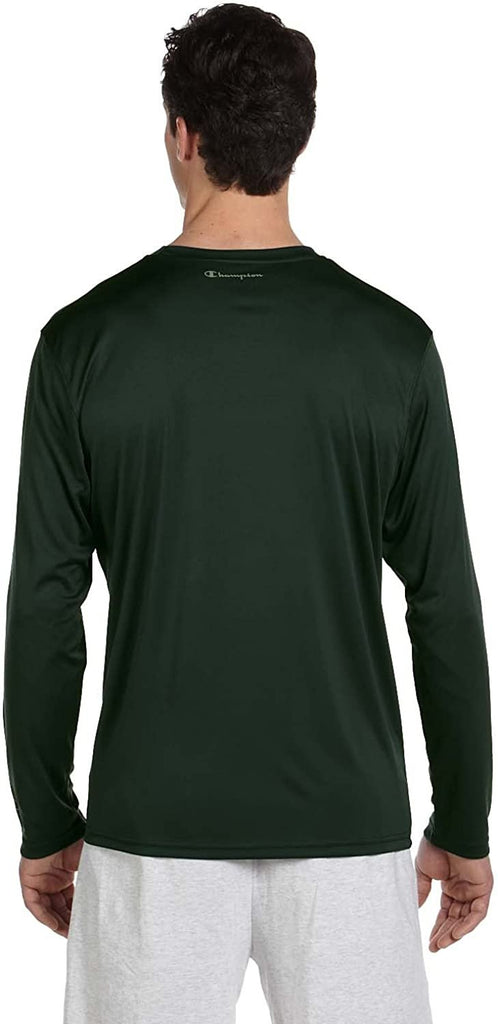 Champion Men's Long Sleeve Double Dry Performance T-Shirt, Dark Green, Large