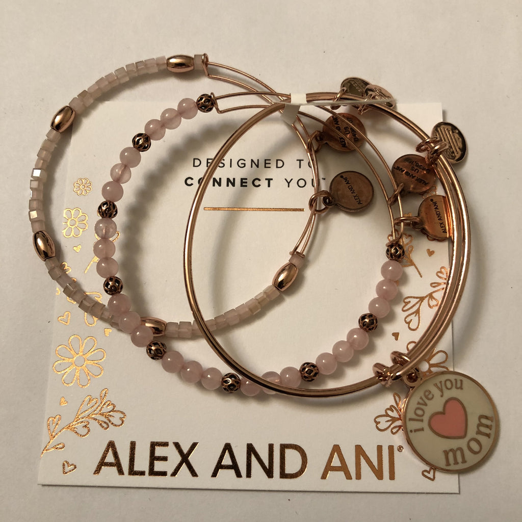 Alex and Ani I Love You Mom Bracelet Set of 3