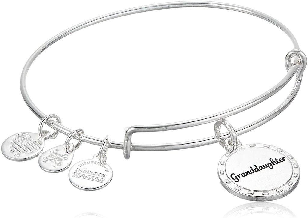 Alex and Ani Because I Love You Granddaughter IV EWB, SAS, Shiny Antique Silver, Expandable (A20BILY11SAS)