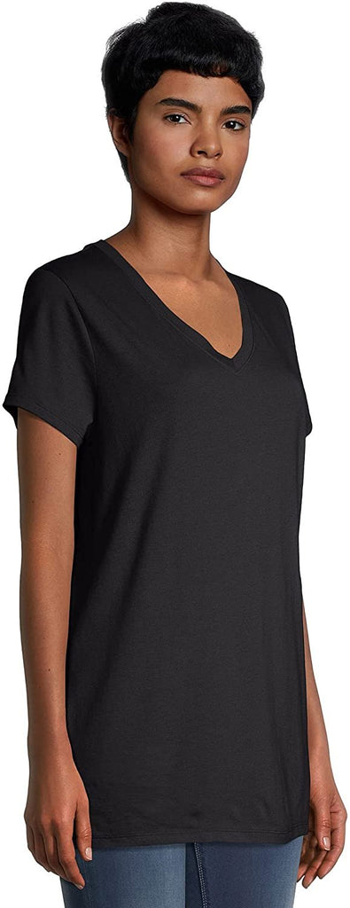 Hanes Women's Short Sleeve Flowy V-Neck T-Shirt