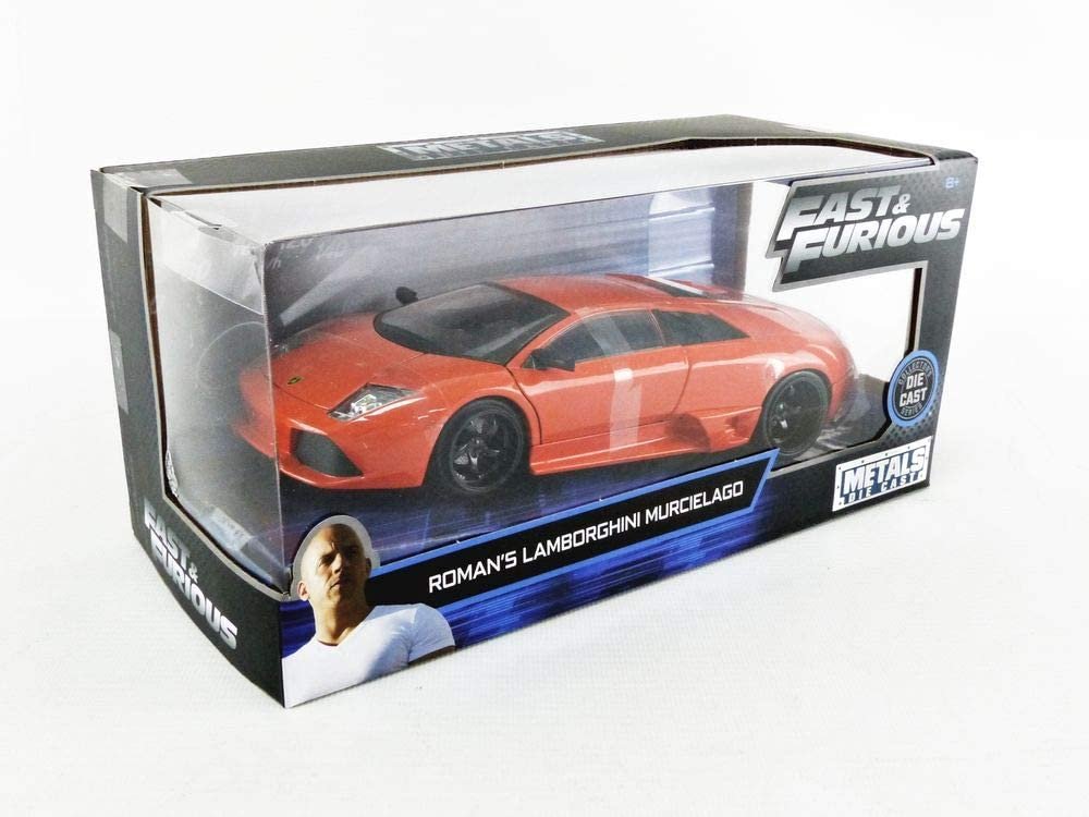 Fast & Furious 1:24 Roman's Lamborghini Murcielago, Orange, Die-cast Car, Toys for Kids and Adults