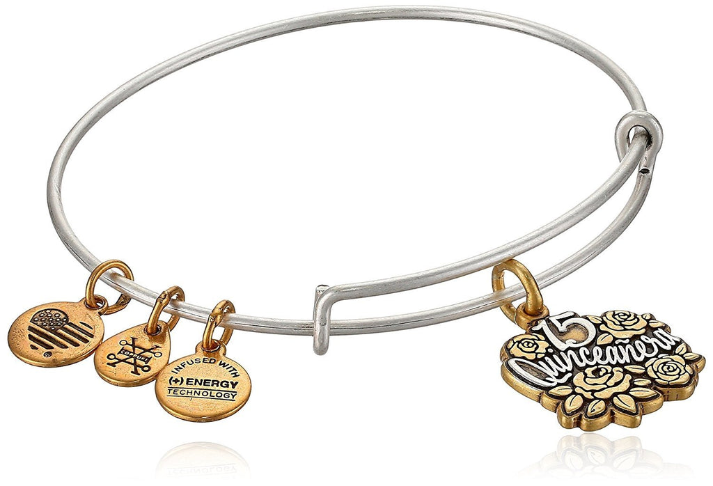 Alex and Ani Womens Quinceanera Bangle Bracelet, Two Tone, Expandable