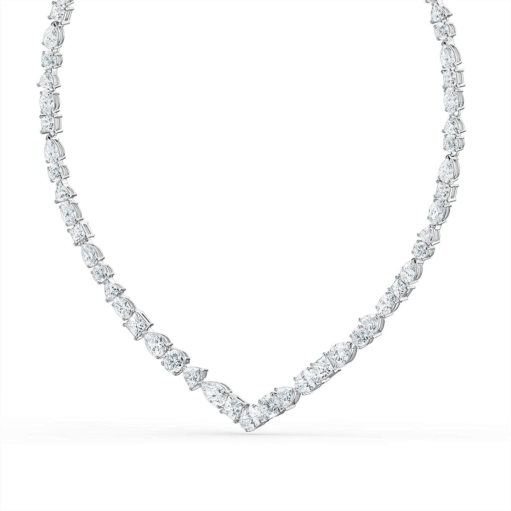 SWAROVSKI Women's Tennis Deluxe Rhodium Plated White Crystal Jewelry Collection