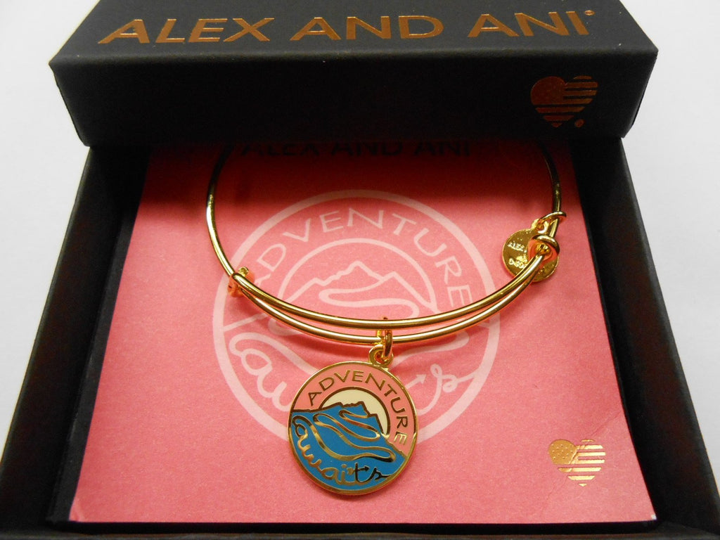 Alex and Ani Women's Words are Powerful, Adventure Awaits Bracelet, Shiny Gold, Expandable