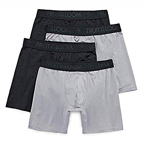 Fruit of the Loom Men's Breathable Boxer Brief 4 Pack, Black/Gray Medium