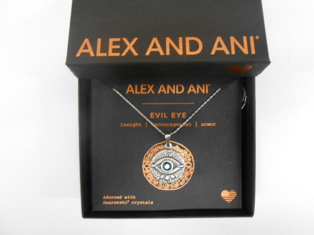 Alex and Ani Evil Eye Necklace Rafaelian Silver Finish With Tag Box and Card