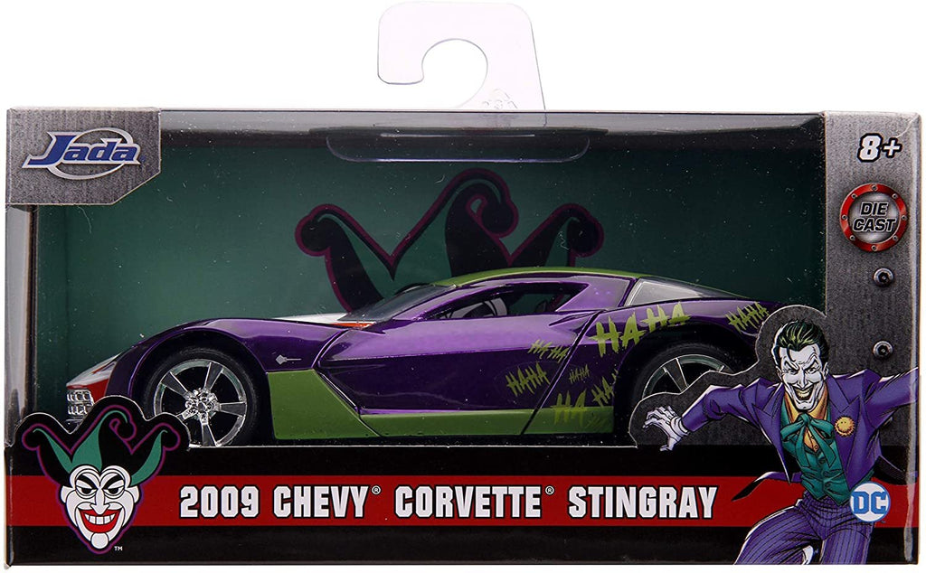 Jada Toys DC Comics 1:32 The Joker's 2009 Chevy Corvette Stingray Die-cast Car, Toys for Kids and Adults