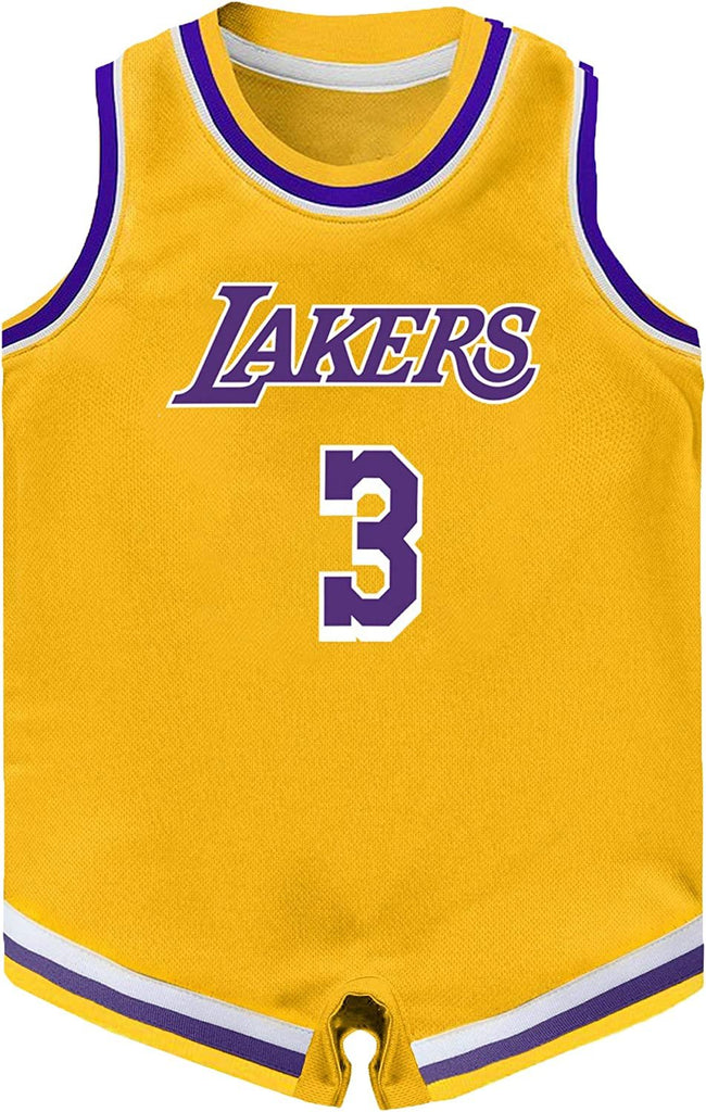 Outerstuff Anthony Davis Los Angeles Lakers #3 Infants Yellow Icon Edition Bodysuit Romper Jersey