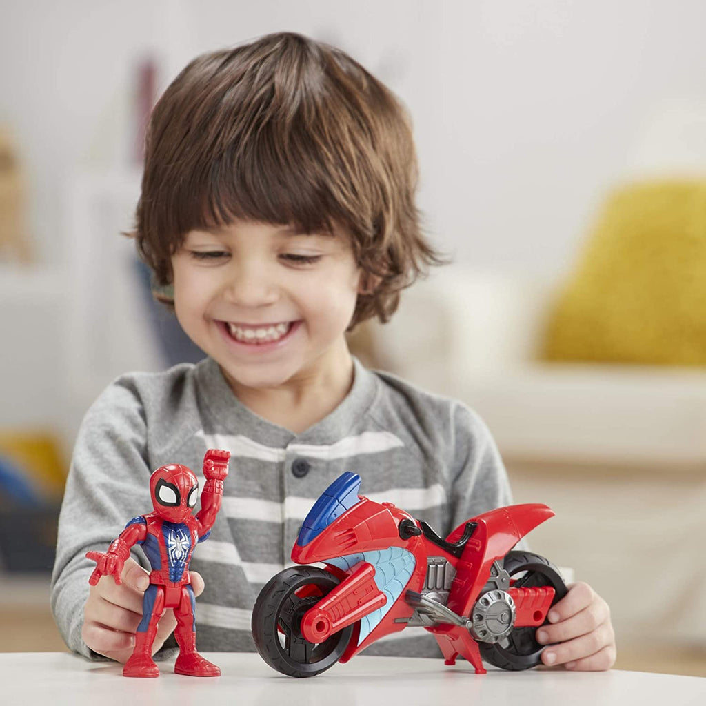 Playskool Heroes Marvel Super Hero Adventures Spider-Man Swingin' Speeder, 5 Inch Figure and Motorcycle Set, Toys for Kids Ages 3 and Up