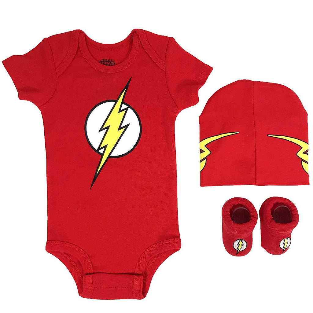 DC Comics Baby Boy's Superman, Wonder Woman, Flash, Batman 3-pc Set in Gift Box Baby Costume