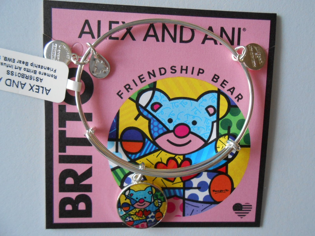 Alex and Ani Art Infusion Necklace Charm | Romero Britto (Freedom Bear-Silver)