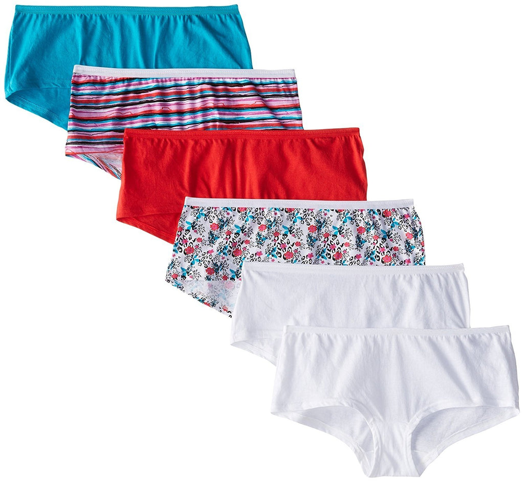 Fruit of the Loom Women's 6 Pack Assorted Cotton Boyshort Panties