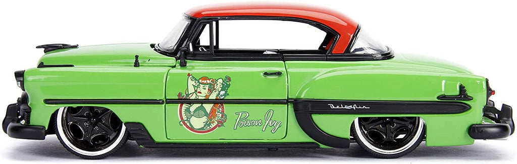 Jada Toys DC Comics Bombshells Poison Ivy & 1953 Chevy Bel Air Die-cast Car, 1:24 Scale Vehicle, 2.75” Collectible Figurine 100% Metal, Green