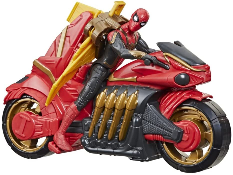 Spider-Man Marvel 6-Inch Jet Web Cycle Vehicle and Detachable Action Figure Toy with Wings, Movie-Inspired, for Kids Ages 4 and Up