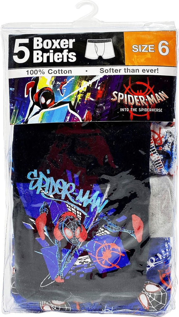 Spiderman Boys' Boxer Brief Multipacks with Multiple Print Choices Available in Sizes 4, 6, 8, 10, and 12