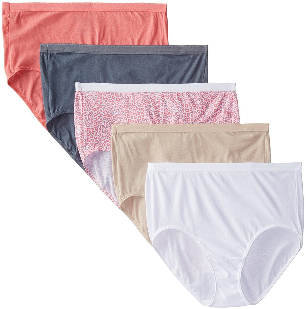 Fruit of the Loom Women's Plus Size "Fit For Me" 5 Pack Cotton Brief Panties