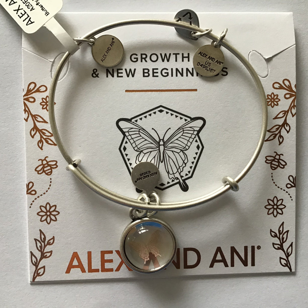 Alex and Ani Aster Flower Bangle Bracelet Shiny Silver One Size