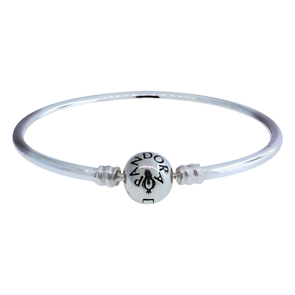 PANDORA Sterling Silver Bangle with Bead Clasp 590713-19, 7.5" (19cm)