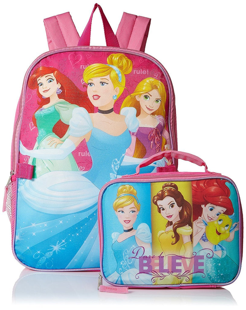 Disney Girls' Princeses Backpack Dare to Dream with Lunch Kit