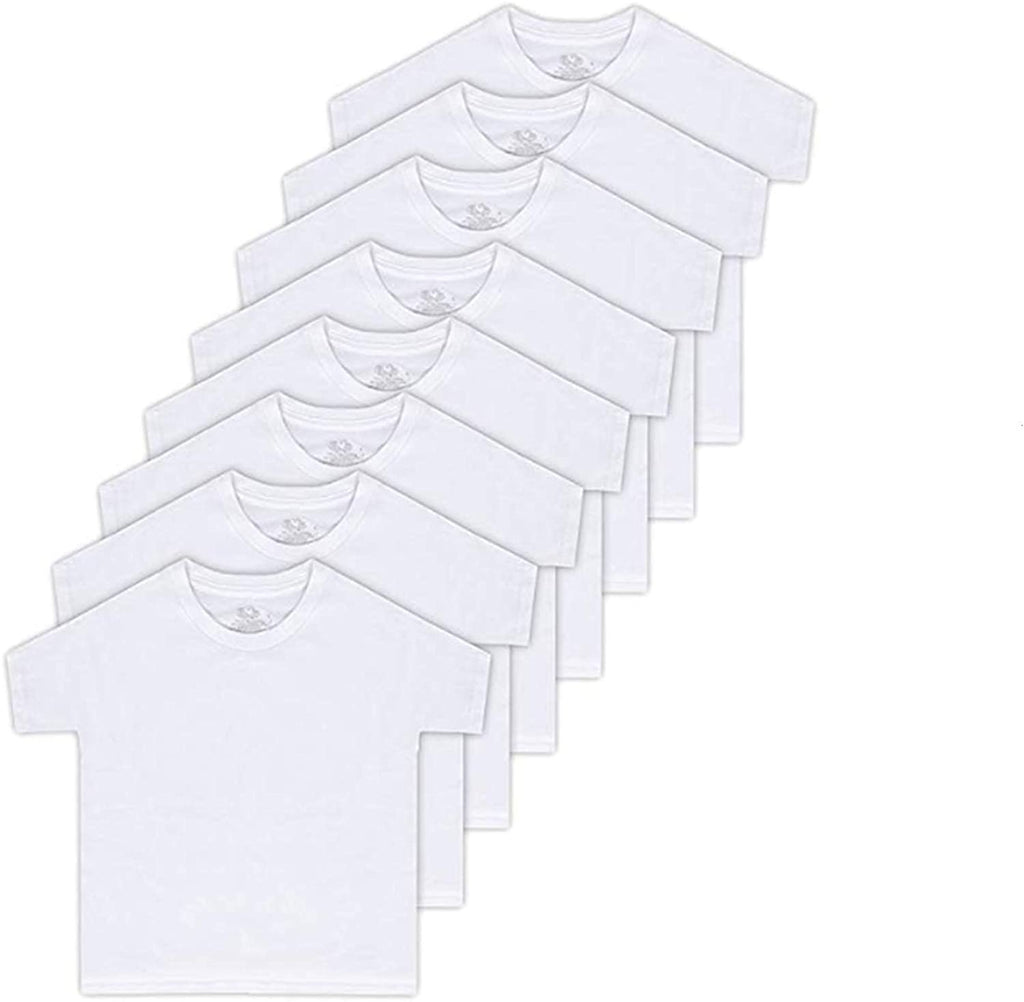 Fruit of the Loom Boys' 8-Pack White 100% Cotton Crew T-Shirts